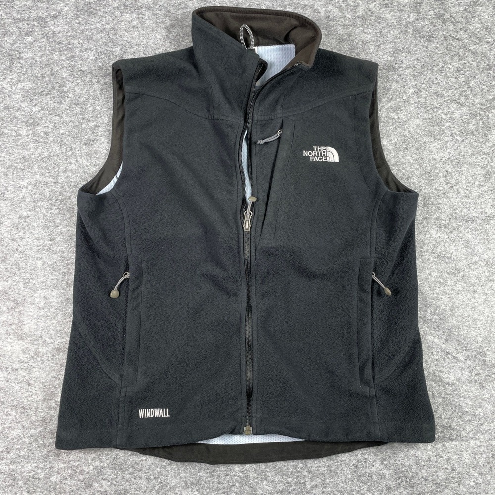 The North Face Fleece Vest Womens Large Black WindWall Full Zip Softshell Pocket